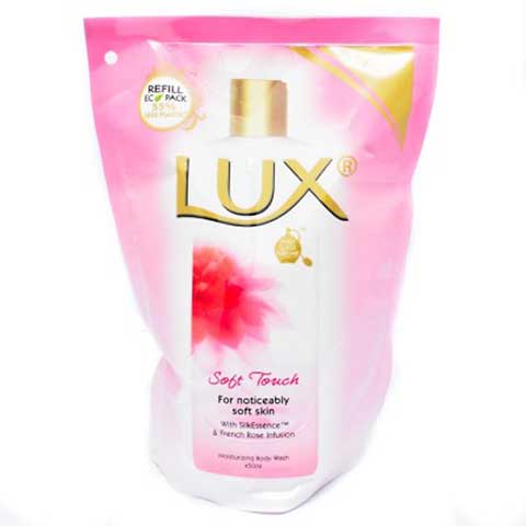 LUX BODY WASH SOFT TOUCH POUCH 2X250ML